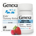 Genexa Kids 'Clean Bary Free Tummy Relief CLAS124; Heartburn, Acid Indigestion, Sour Stomach Chewable Antacid CLAS124; 0% umělé přísady, Children' s Calcium Carbonate, Organic Berry Flavor, 30ct