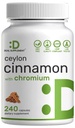 Ceylon Skořice s chromem 1000mcg, 240 Kapsle 124; Aktivní vnitřní Bark Extract, Pravá Srí Lanka Zdroj 124; Přírodní Skořice doplňky