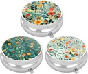 3 Pack Pill Box, Malé Pill Pouzdro pro Purse & Pocket, Roztomilý Pořadatel Travel Medicine, Portable Medicine Kontejner Držák držet vitamíny, Léky, Rybí olej & dodatek, Hezké květiny