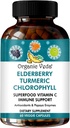 Organické Veda Elderberry Kurkuma Chlorofyl Imunitní Supplement - Superfoods Antioxidants, Zelený vitamín C, Grape Seed Extract, Acerola, Moringa & Papaya Enzymes - 60 Vegan Kapsle