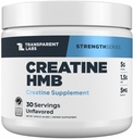 Transparentní Labs Creatine HMB - Creatine Monohydrát prášek s HMB pro růst svalů, zvýšená síla, zvýšený energetický výstup, a lepší atletický výkon - 30 Služeb, Neochucené