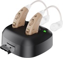 Digitální zesilovač sluchu - dobíjecí za uchem Osobní zesilovač sluchu Zvukový zesilovač Pár, BTE Digitální zesilovač sluchu s USB nabíjecím dokem MEDca