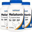 Nutricost Melatonin 5 mg, 240 tobolek (3 lahvičky)