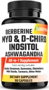 Myo- Inositol & D- Chiro Inositol Kapsle s Ashwagandha, Berberine, Skořice, Gymnema, Chasteberry, Mléko Thistle, Turmeric, Bitter Melon - 90 Kapsle