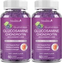 Mulittea Glucosamine Chondroitin Gummies - Extra Strength Joint Support Supplementary with MSM & Elderberry for Natural Joint, Antioxidant Imunitation Support for Dospělí, Muži & Women- Sugar- Free (2 Pack)