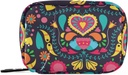Travel Pill Organizátor Týdenní malý roztomilý Pill Box 7 Day Pill Pouzdro Vitamin Holder Pilulka Pořadatel (Black Floral Heart)