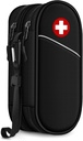 SITHON Double-Layer Epipen Carrying Case, Travel Medication Organizer Bag Emergency Medical Pouch Holds 2 EpiPen, Asthma Inhaler, Antihistamin, Auvi-Q, Alergie Medicine Essentials (Black)