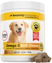 Amazing Omega 3 pro psy - Omega 3 Rybí olej pro psy doplněk pro Itchy Skin Relief pro suchou pleť a horké Spots a Shedding Coat s EPA a DHA Fatty Acids - 90 Losos měkké Chews