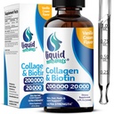 Tekutý kolagen a biotin, 2 Fl. Oz, Ultra- síla kolagen doplňky pro ženy, Third- Party Testováno Biotin pro růst vlasů ženy, nehty, a kůže vitaminy B7 Collageno Peptides - Vanilla Flavor