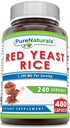 Pure Naturals Red Yeast Rice 1200 Mg per Serving, Kapsle dodatek 124; Non-GMO CLANE124; Gluten Free CLANE124; Made in USA (480 Count)