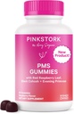 Pink Stork PMS Support Gummies for Women - Red Raspberry Leaf, Black Cohosh, Evening Primrose Oil - Bloating, Crawings, Skin, Mood - Hormonal Cycle Support - 60 Berry Gummies - Vegan, Plant- based