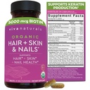 Biotin 5000 mcg Vlasové kožní hřebíky Vitamíny pro ženy - Organic and Vegetarian- Friendly Dodatek s vitamínem E, B- Vitamíny, Spirulina, Koňský ocas a Superfood Směs pomoci Produce Keratin - 120 Počet