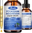 Draslík doplněk hořčíku - vysoká absorpce komplex hořčíku 500mg & draslík 99mg plus vápník, vitamin D3, zinek, bezcukerné kapky dodatek pro nohy křeče, energie, metabolismus (borůvka)