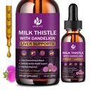 Mléko Thistle dodatek pro vyčištění jater Detox & Opravy, Játra Detox Kapky s organickým mlékem Thistle Seed, Artyčoky extrakt, Pampeliška, Kurkuma a Vegan, Non- GMO, gluten- Free (2 Pack, 1 Fl Oz)