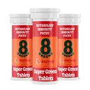 8Zelené Supergreens Tablety CARL 124; Super Zelené Powder Superfood Tablet, Metabolismus Imunity & Focus, Denní Zelené Effervescent Tablety, Organic: Aloe Vera, Spirulina, Chlorella, Blood Orange, 30 Servings