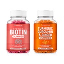 Biotin & Turmeric Vegan Gummies Combo 124; Max síla růst vlasů, zdraví kůže, a celkově Wellness 124; 10000mcg Biotin & 95% Standardizované kurkumin 124; Přírodní, Non- GMO a gluten- Volný dodatek
