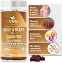 Veganské vápníkové gumy K2 Vitamin dodatek s MK-7 & Vitamin D3, hořčík & 13 Stopy minerály, Podpora hustoty kosti cr124; Plant based Cr124; B12 - Kostní a srdeční komplex, 60 ct.