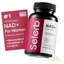 NAD + Dodatek pro ženy - NMN Alternativa s β-NAD +, Trans-Resveratrol, CoQ10, D-Ribose - Promotes Cellular Obnova, Energie, a Radiant Skin Health - 60 Kapsle Advanced