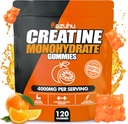 Kreatin Monohydrát Gummie pro muže a ženy, 4g Creatine Monohydrát na Serving pro maximální sílu, Výkon, Bez cukru, Vegan, Předcvičení dodatek (120 Počet) -Orange