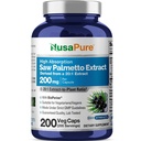 NusaPure Saw Palmetto 20: 1 Extract, 200 mg Ekvivalentní k 4000 mg na Veggie Caps 200 Count Non- GMO, Vegan, Vegetarian, Bioperin
