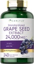 Carlyle Grape Seed Extract 24 000 mg Ekvivalentní 240 Kapsle 124; Maximální pevnost Standardizovaný extrakt 124; Non- GMO, gluten zdarma