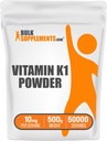 BulkSupplements.com Vitamin K1 Powder - Vitamin K1 dodatek pro podporu zdraví kostí a srdce - Gluten zdarma, 10 mg na servírování, 500g (1,1 lbs) (Balení po 1)