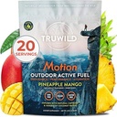 TruWild Motion All Natural Pre Workout Powder Drink Mix pro muže a ženy bez Jitters nebo Crash, All Food Plant Based Vegan, Organic with Electrolytes + BioPerine, 20 Servings (Ananas Mango)