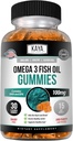 Kaya Naturals Omega 3 Fish Oil Gummies - Rybí olej dodatek s EPA & DHA Fatty Acids - Pomáhá podporovat mozek, oko, srdce zdraví a imunitní podpora - Non- GMO - 30 Počet