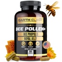 Zemní elixír 3-in-1 Organic Bee Pollen Capsule - Non- GMO, Pure Raw Bee Pollen, Royal Jelly, Propolis Extract for Women & Men - Natural Energy, Imunitation & Vitality Support - 180 Propolis Kapsle
