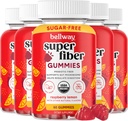 Bellway Super Fiber Gummies pro dospělé (5 Pack) - Sugar Free Organic Fiber Supplement Gummies with 4g of Fiber per Serving - Prebiotická Chicory Root Fiber for Gut Health, Malina Lemon, 300 Počet