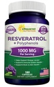 aSquared Nutrition Natural Resveratrol s červeným vínem Extract - 180 Kapsle - Trans Resveratrol Antioxidant dodatek pilulky pro čisté srdce zdraví - Extra síla Trans- Resveratrol