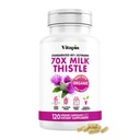 Vitapia Organic Milk Thistle Extract 70: 1 dodatek - Játra čištění Detox & Opravy, Podpora zdraví jater, Antioxidanty - 120 Vegan Kapsle, Non GMO, Gluten zdarma