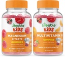 Lifeable Magnesium Kids + Multivitamin Kids, Gummies Bundle - Great Ochutnávání, dodatek k vitamínu, gluten zdarma, GMO zdarma, Žvýkací žlab