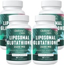 8- in-1 Lipozomální Glutathione 2400 MG, vysoce absorpční antioxidační vzorec - s kyselinou hyaluronovou, kyselinou alfa- lipoovou, resveratrolem - kůže, jaterní detox a imunitní systém, 240 Softgels