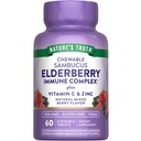 Nature 's Truth Elderberry imunitní komplex 124; 60 Žvýkací tablety 124; Plus Vitamin C & zink 124; Smíšené Berry 124; Vegan, Non- GMO, & gluten zdarma dodatek