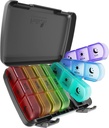 Pill Organizátor 3 krát denně, Fullicon Large Weekly Pill Case 7 Day, Daily Pill Box s 21 Compartments, Pill Dispenser doplňkový držák na pilulky / vitamín / rybí olej - Vícebarevný