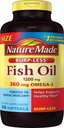 Burp- méně Fish Oil 1200 mg, 200 Softgels, Fish Oil Omega 3 dodatek pro srdeční zdraví