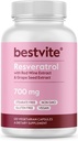 BESTVITE Resveratrol 700mg (120 Vegetariánských kapslí) s výtažkem z červeného vína & Grape Seed Extract - Standardizovaný na 50% Transveratrol - No Stearates - Vegan - Non GMO - Gluten zdarma