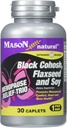MASON NATURAL Menopauza Trio: Black Cohosh, Flaxseed, & Soy (rozšířené vydání) - Může zmírnit horké návaly & noční poty *, podporuje zdravé hormonální rovnováhy *, 30 Kaplety