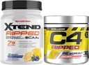 Cellucor C4 Ripped Pre Workout Powder + Fat Burner, Cherry Limeade, 30 Servings + Sciation Xtend Ripped BCAA Powder, Blueberry Lemonade, 30 Servings
