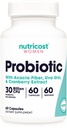 Nutricost Probiotic pro ženy 30 miliard CFU, 60 Kapsle - Komplex s Acacia Fiber, Uva Ursi & Cranberry Extract, Non- GMO & gluten zdarma