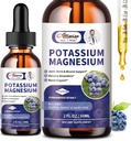 2 balení Draslík Magnesium dodatek tekutý - vysoká absorpční klid komplex hořčíku a draslík plus vápník, vitamin D3, zinek pro nohy křeče & kost & energie & imunitní podpora - 4 Fl oz