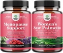 Bundle of Menopauza dodatek pro horké záblesky s Dong Quai Vitex Chaste Berry & Black Cohosh & Extra Strength Saw Palmetto pro ženy 500mg - DHT Block Vlasy Loss dodatek s Maca Root & Biotin