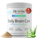 Mozkové doplňky pro paměť a soustředění - Dr. Lewis Daily Brain Care Powder s Aloe Vera - Nootropní a energetický doplněk pro mozkovou mlhu, duševní jasnost a imunitní podporu - Prášek, 150g