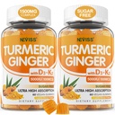 Cukrovinky bez kurkumy Gummies s 5000 IU vitaminu D3 & K2 (MK7), C - Veganské kurkuma doplněk gumy pro dospělé 1500mg s Black Pepper, podporuje kosti, imunitní a stravitelné zdraví - 120 Cts