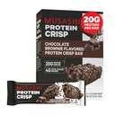 MUSASHI Protein Crisp Bar, 20g Protein, 4g Celkem Sugars, Chocolate Brownie, Post Workout a Snack On The Go, 12 Pack of 2.1oz (60g) Bary