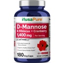 NusaPure D- Mannose Complex 1400 mg (s Hibiscus and Cranberry) - 180 Veggie Caps.