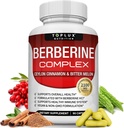 Topux Berberine s Ceylon Skořice a hořké Melon 2100mg - Vysoká čistota 97% HCL Berberine dodatek, Podporuje celkové zdraví a imunitní systém, Non- GMO Vegan 90 Kapsle