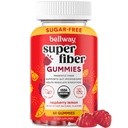 Bellway Super Fiber Gummies pro dospělé - Sugar Free Organic Fiber Supplement Gummies s 4g Fiber per Serving - Prebiotická Chicory Root Fiber for Digestive Gut Health, Malina Lemon, 60 Počet