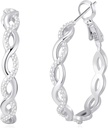Senteria 925 Sterling Silver Náušnice Obruče pro ženy Lehké Twisted Hoop Náušnice s Cubic Zirconia hypoalergenní Hoops Náušnice (20 / 30 / 40 / 50 / 60MM)